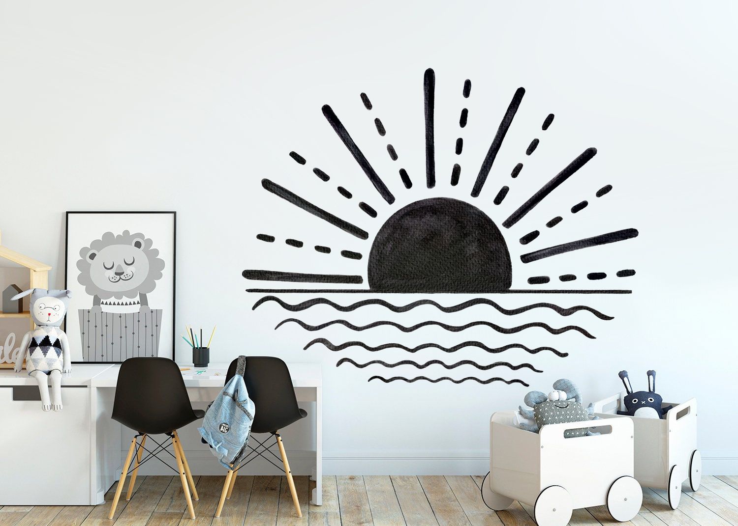 Autocollant Mural géométrique avec motifs de flèches de soleil de